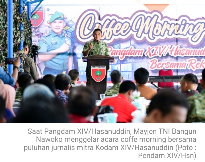 Perkuat Silaturahmi dan Sinergi, Pangdam XIV/Hasanuddin Gelar Coffee Morning Bersama Awak Media